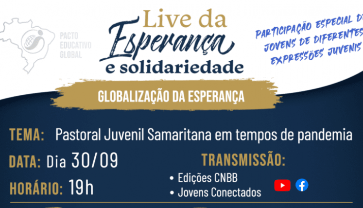 LIVE DOS JOVENS CONECTADOS VAI MOSTRAR EXPERIÊNCIAS SAMARITANAS DAS EXPRESSÕES JUVENIS DO BRASIL NA PANDEMIA